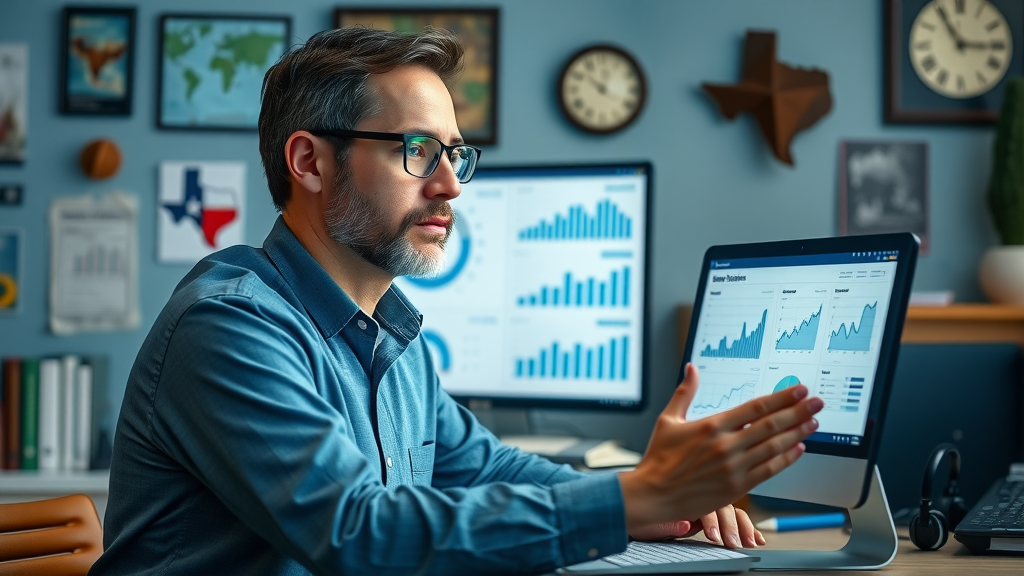employee retention tips in Texas HR manager reviewing analytics team