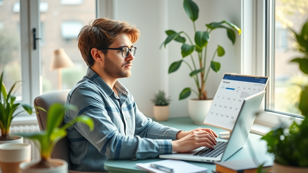 Content employee enjoying flexible scheduling, working from home as a valued team member with affordable employee benefit and positive work environment